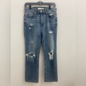 Eunina distressed crop flare jeans, high-rise waist, light wash